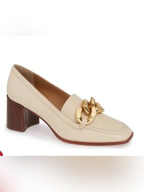 Tory Burch Adrien Chain 65mm Block Heel Loafers Pumps Size 7 1/2